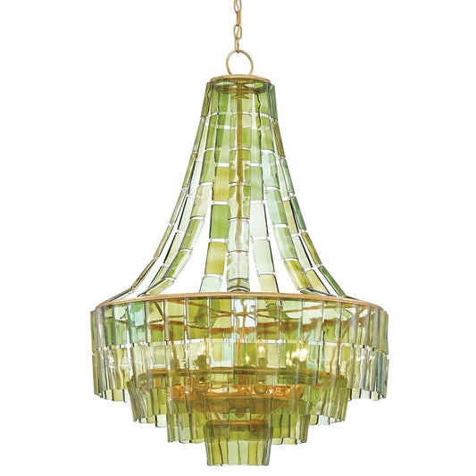 Vintner Recycled Green Glass Chandelier