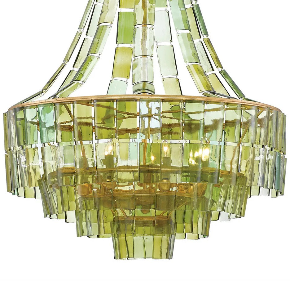 Vintner Recycled Green Glass Chandelier