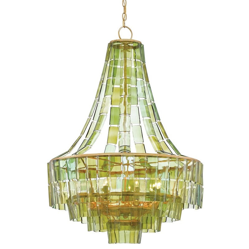 Vintner Recycled Green Glass Chandelier