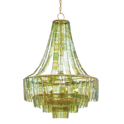 Vintner Recycled Green Glass Chandelier